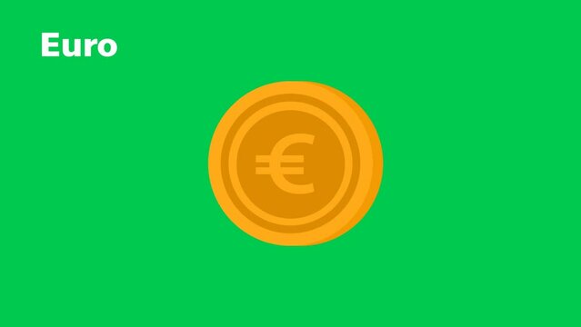 4K Green screen of World coins set animated icon. Dollar Yuan  Yen, Rubie Franc Euro Pound Lira Won Ruble money animated icon. Money icon.
