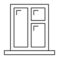 Window icon vector isolated. Simple line pictogram of a window frame, classic style. Architectural element.