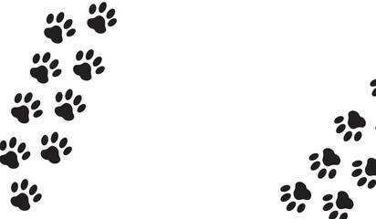 Paw vector foot trail print of cat. Dog, puppy silhouette animal diagonal tracks for t-shirts, backgrounds, patterns, websites, showcases design, greeting cards, child prints and etc.