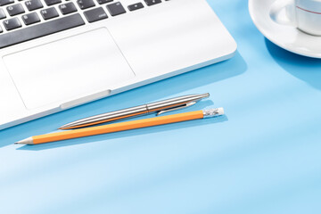 Top view business office desk