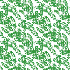 Naklejka na ściany i meble Green Brush Strokes. Abstract Spruce Art Print. Green Seamless Minimalistic Art. Trandy Wallpaper. Green Seamless Design. Christmas Vector Pattern. Fir-tree Hand Made Brush Painting. Fir Branches