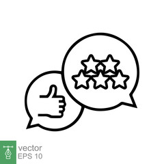 Customer review icon. Simple outline style. 5 stars rate, quality rating, five stars line symbol, best service, customer satisfaction. Vector illustration isolated on white background. EPS 10.