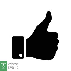 Hand thumb up icon. Simple flat style. Ok, good, like, yes, follow, best, approve symbol, positive concept. Vector illustration isolated on white background. EPS 10.