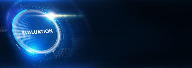 Evaluation Performance quality assessment business technology internet concept. 3d illustration