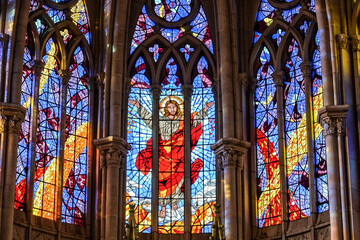 a stained glass window of christ in Mexico