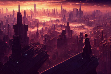 Beautiful anime Coruscant city Painting, Fantasy, Star Wars