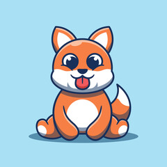 Cute fox mascot sitting vector illustration in cartoon style