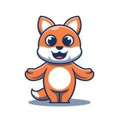 Cute fox mascot vector illustration in cartoon style