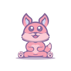 Cute pink Fox character vector illustration