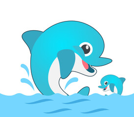 Naklejka premium dolphin and ball