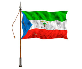 National flag  of Equatorial Guinea. Background  with flag  of Equatorial Guinea