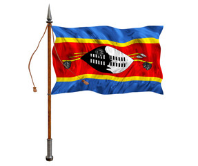 National flag  of Eswatini. Background  with flag  of Eswatini