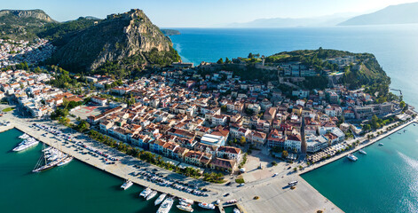 Fototapeta na wymiar Aerial view of the city Nafplion in Greece on a sunny day in autumn