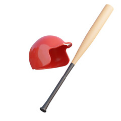 3D Rendered bat and baseball cap
