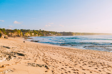 Popular Dreamland beach in Bali with ocean and waves