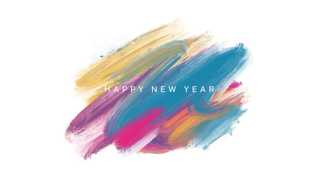 Happy new year wish image with colourful transparent background