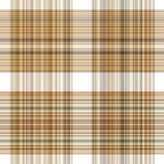 Woodland white tartan seamless pattern textile. Tonal autumnal forest plaid with organic texture. Background of orange stripe for rough wallpaper. 