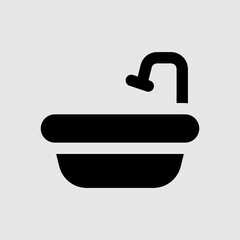 Bathtub icon in solid style about furniture, use for website mobile app presentation