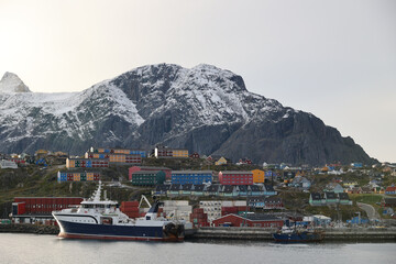 View of the port of Sisimiut, Greenland, Denmark