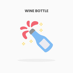 Wine Bottle icon flat. Vector illustration on white background. Can used for web, app, digital product, presentation, UI and many more.