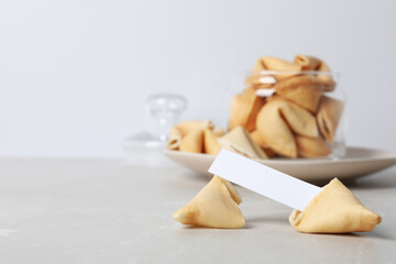 Chinese fortune cookies with prediction words, space for text