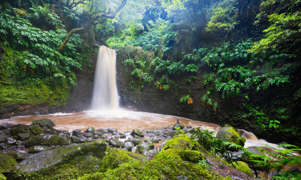 Wasserfall Salto do Prego, Faial da Terra, Sao Miguel, Azoren, Portugal