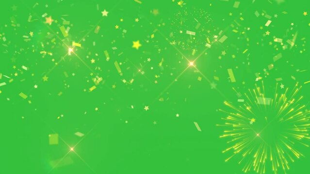 explosive rich golden firework on green screen alpha channel