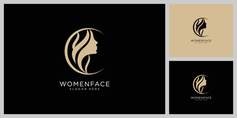women face beauty logo vector design