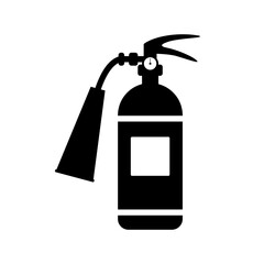 Fire extinguisher rescue tool black icon flat vector design.