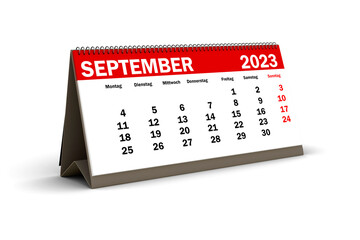 September 2023 - Tischkalender freigestellt