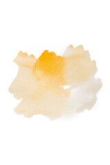 Watercolor yellow blob, brush paint illustration on white background