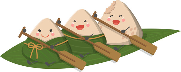 Chinese festivals: Zongzi cartoon comic character mascot for Dragon Boat Festival