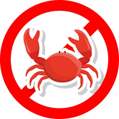 Icon illustration of crab with prohibition sign