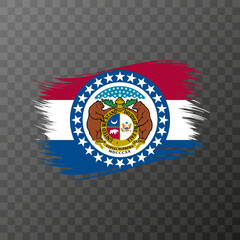 Missouri state flag in brush style on transparent background. Vector illustration.