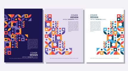 Abstract flat geometric shapes cover design