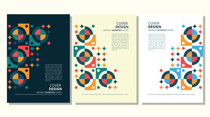 Abstract flat geometric shapes cover design