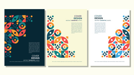Abstract flat geometric shapes cover design