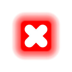 Obraz premium Red cross with backlight. Crosshair lamp, icon in a square. Rounded transparent sign, isolated. Symbol for the fluorescent Ui. Luminescent illumination. Png