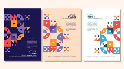 Abstract flat geometric shapes cover design
