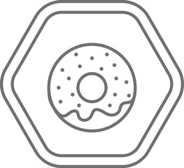 Black hexagon logo black thin line icon vector, dessert, afternoon tea, donut