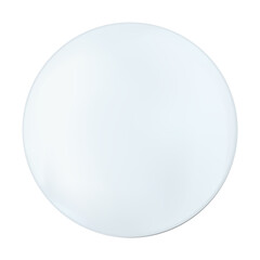 Realistic round white plate isolated. Circle frame. Metal painted or plastic mockup. png