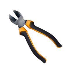 Realistic Wire cutters with rubber, plastic handles isolated. For removing nails from wood. Modern carpenters hand tools for repair and construction. png