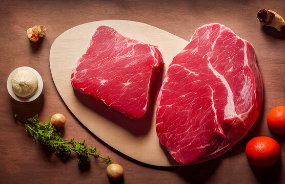 raw beef steak, generative ai illustration