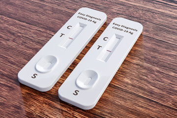 The positive result of the COVID-19 antigen test box for home use