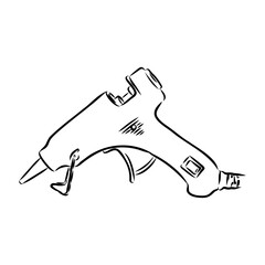 glue gun line vector illustration, isolated on white background.top view