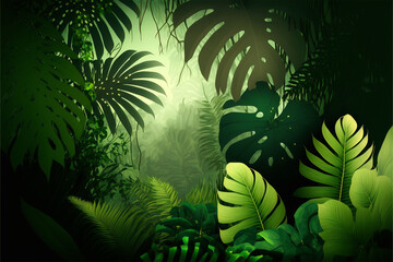 Naklejka na ściany i meble closeup tropical green leaf background