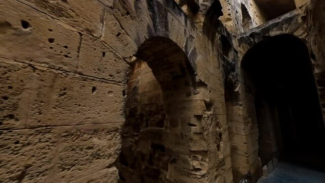 Incredible Beautiful Walking Through Passage Of Ancient Amphitheater In El Jem, Tunisia. 360° Panoramas. Images 05 From Tunisia