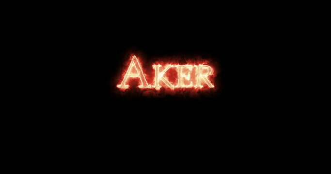 Aker, ancient egyptian deity, written with fire. Loop