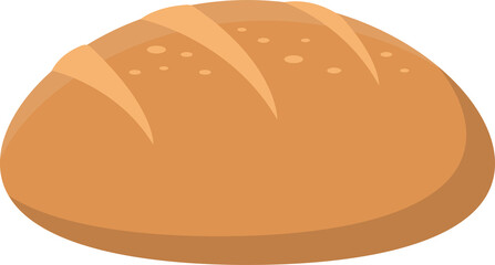 Vector comic cartoon illustration of round bread isolated on white background