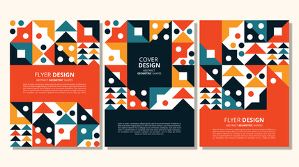 Abstract flat geometric shapes cover design